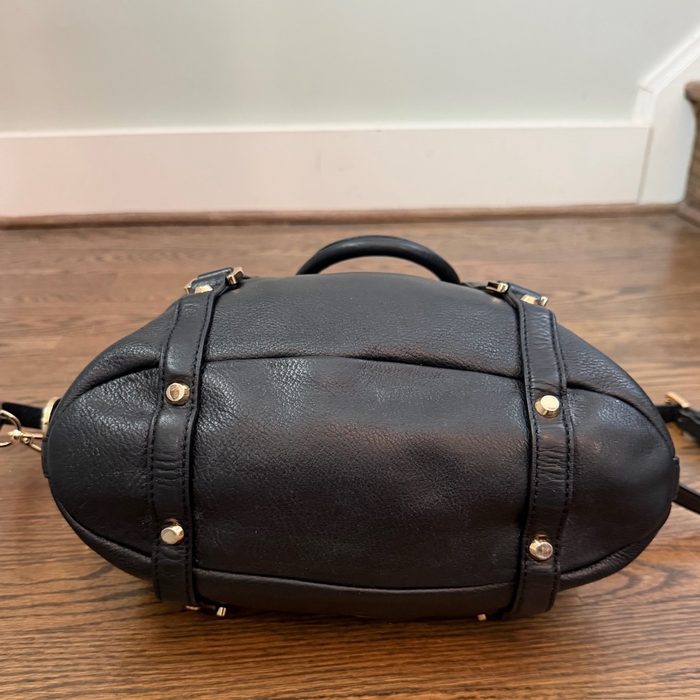 MICHAEL KORS BEDFORD BELTED Black Pebbled Leather Gold Hardware Satchel Bag - Picture 4 of 10